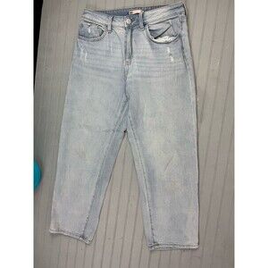SO Size 11 30 Womens Jeans High Rise Straight Crop Light Wash Stretch